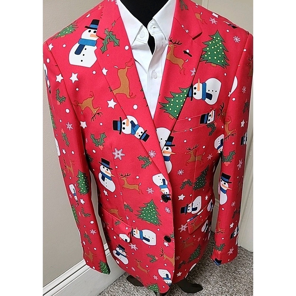 Opposuits Snowman Reindeer Holiday‎ Full Suit-Jacket And Pants Sz 46